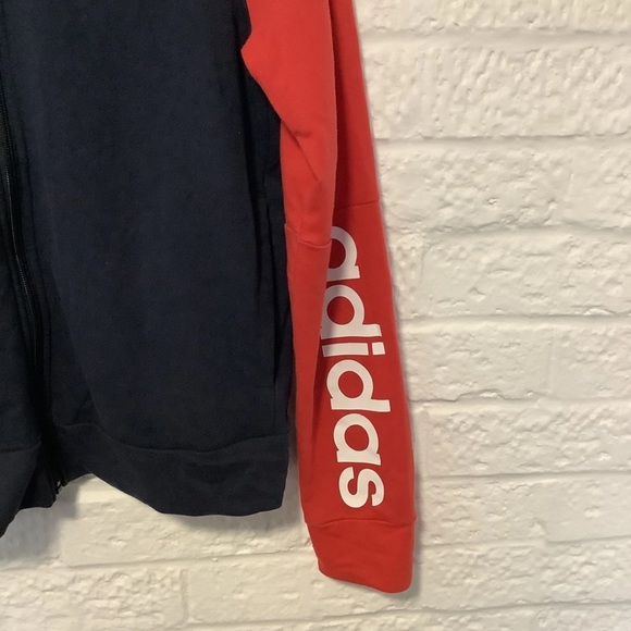 Adidas Full Zip Sweatshirt - Size M 12-14 - Red & Navy - P2P 18” - Picture 8 of 8